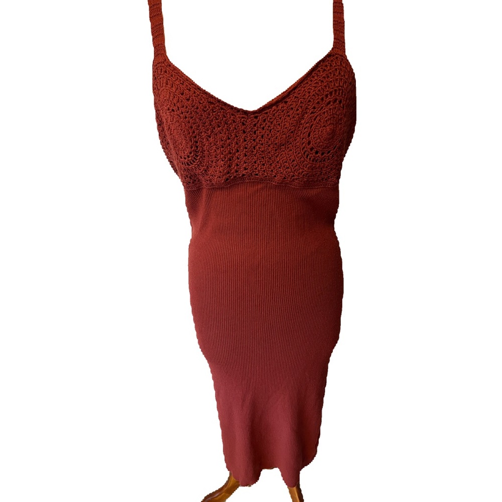 SPAGHETTI STRAP SWEATER DRESS RUST COLORED SIZE XL NWT CC20